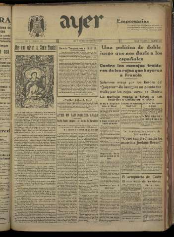 'Ayer : diario informativo de la mañana' - Año V Número 1138 - 1940 marzo 7