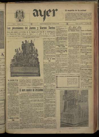 'Ayer : diario informativo de la mañana' - Año V Número 1150 - 1940 marzo 21