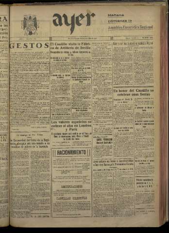 'Ayer : diario informativo de la mañana' - Año V Número 1152 - 1940 marzo 26