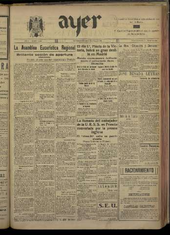 'Ayer : diario informativo de la mañana' - Año V Número 1154 - 1940 marzo 28