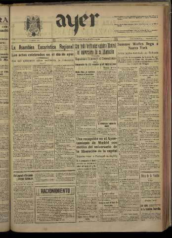 'Ayer : diario informativo de la mañana' - Año V Número 1155 - 1940 marzo 29