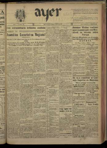 'Ayer : diario informativo de la mañana' - Año V Número 1156 - 1940 marzo 30