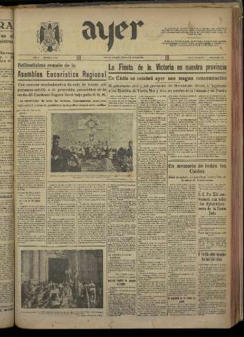 'Ayer : diario informativo de la mañana' - Año V Número 1158 - 1940 abril 2