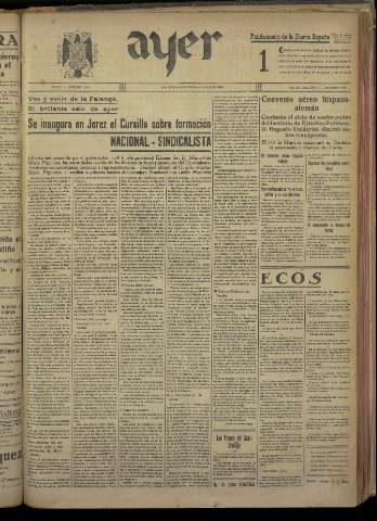 'Ayer : diario informativo de la mañana' - Año V Número 1161 - 1940 abril 5