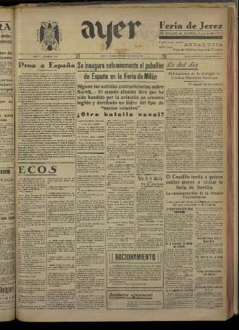 'Ayer : diario informativo de la mañana' - Año V Número 1171 - 1940 abril 17