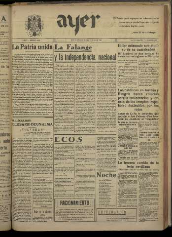 'Ayer : diario informativo de la mañana' - Año V Número 1175 - 1940 abril 21