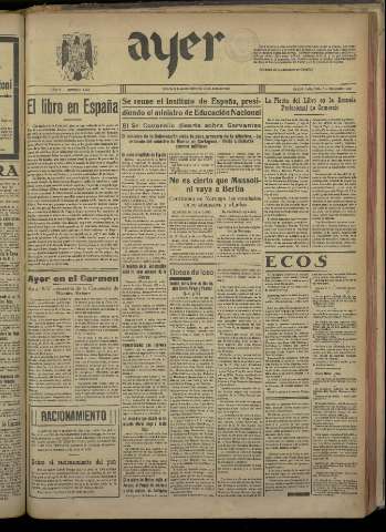'Ayer : diario informativo de la mañana' - Año V Número 1177 - 1940 abril 24