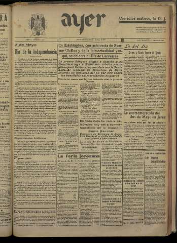 'Ayer : diario informativo de la mañana' - Año V Número 1184 - 1940 mayo 2