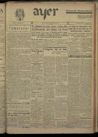 'Ayer : diario informativo de la mañana' - Año V Número 1186 - 1940 mayo 4