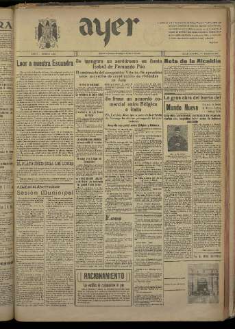 'Ayer : diario informativo de la mañana' - Año V Número 1187 - 1940 mayo 5