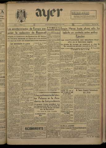 'Ayer : diario informativo de la mañana' - Año V Número 1193 - 1940 mayo 12