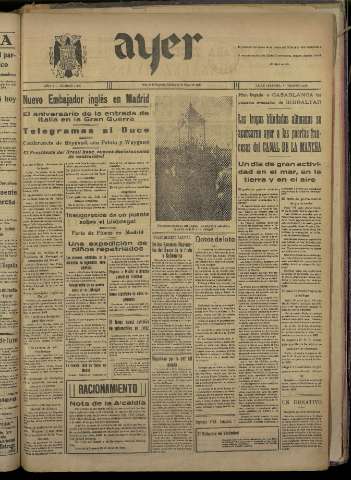 'Ayer : diario informativo de la mañana' - Año V Número 1204 - 1940 mayo 25