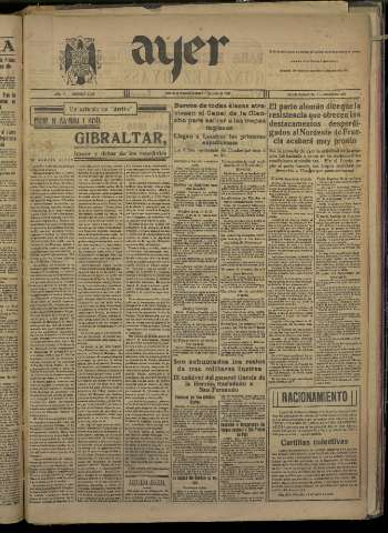'Ayer : diario informativo de la mañana' - Año V Número 1210 - 1940 junio 1