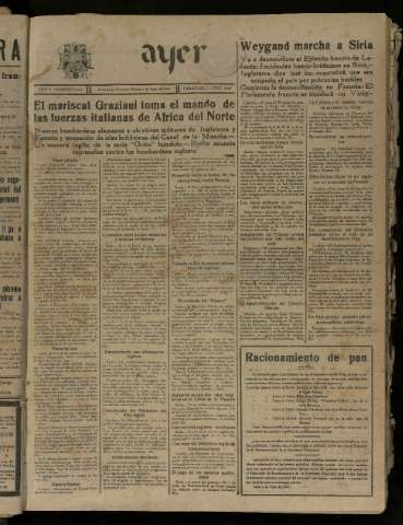 'Ayer : diario informativo de la mañana' - Año V Número 1236 - 1940 julio 2