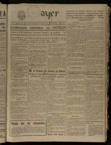 'Ayer : diario informativo de la mañana' - Año V Número 1244 - 1940 julio 11