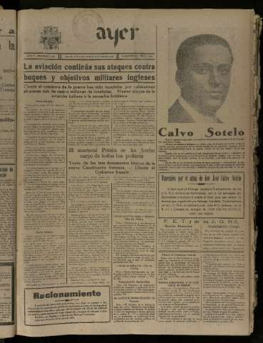 'Ayer : diario informativo de la mañana' - Año V Número 1246 - 1940 julio 13