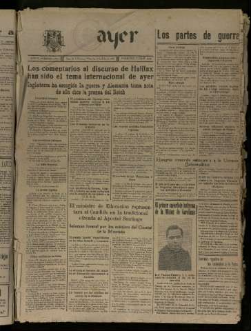 'Ayer : diario informativo de la mañana' - Año V Número 1255 - 1940 julio 24