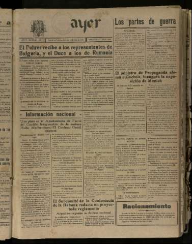 'Ayer : diario informativo de la mañana' - Año V Número 1259 - 1940 julio 28