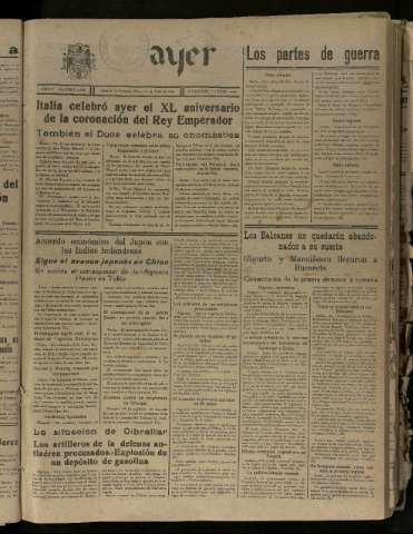 'Ayer : diario informativo de la mañana' - Año V Número 1260 - 1940 julio 30