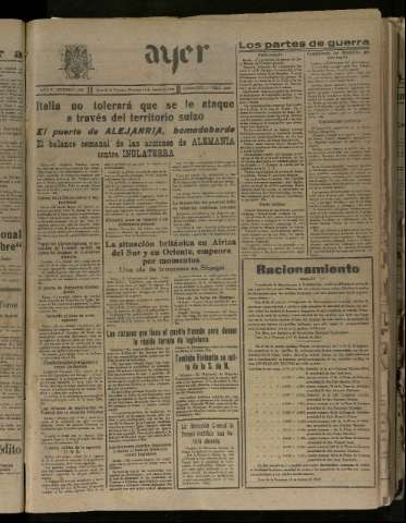 'Ayer : diario informativo de la mañana' - Año V Número 1277 - 1940 agosto 18