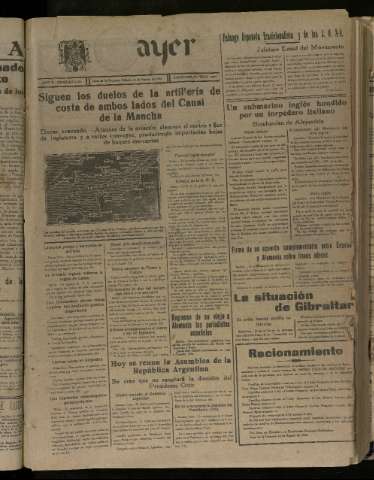 'Ayer : diario informativo de la mañana' - Año V Número 1282 - 1940 agosto 24