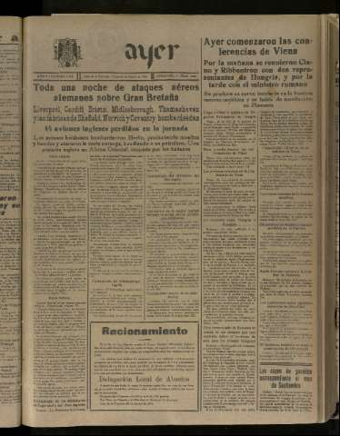 'Ayer : diario informativo de la mañana' - Año V Número 1287 - 1940 agosto 30