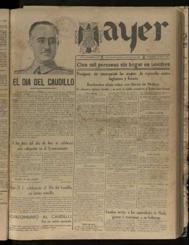 'Ayer : diario informativo de la mañana' - Año V Número 1314 - 1940 octubre 1