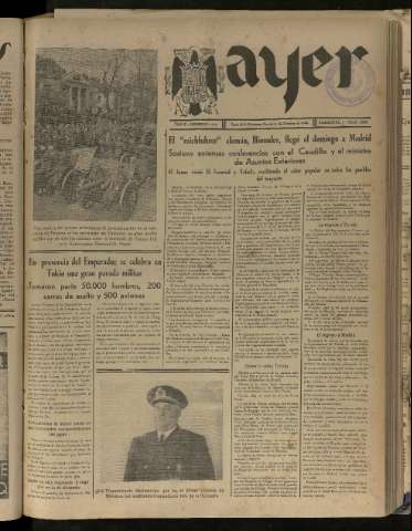 'Ayer : diario informativo de la mañana' - Año V Número 1332 - 1940 octubre 22