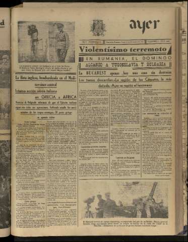 'Ayer : diario informativo de la mañana' - Año V Número 1350 - 1940 noviembre 12