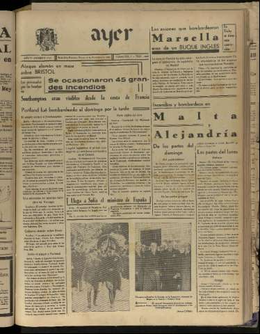 'Ayer : diario informativo de la mañana' - Año V Número 1362 - 1940 noviembre 26