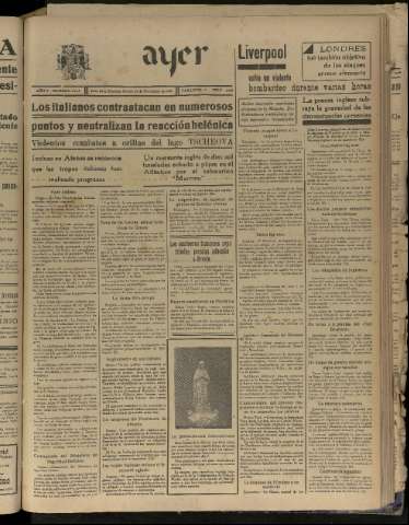 'Ayer : diario informativo de la mañana' - Año V Número 1366 - 1940 noviembre 30