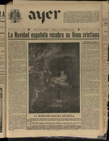 'Ayer : diario informativo de la mañana' - Año V Número 1386 - 1940 diciembre 24