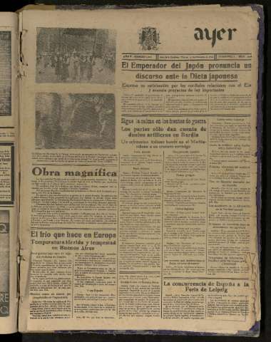 'Ayer : diario informativo de la mañana' - Año V Número 1388 - 1940 diciembre 27