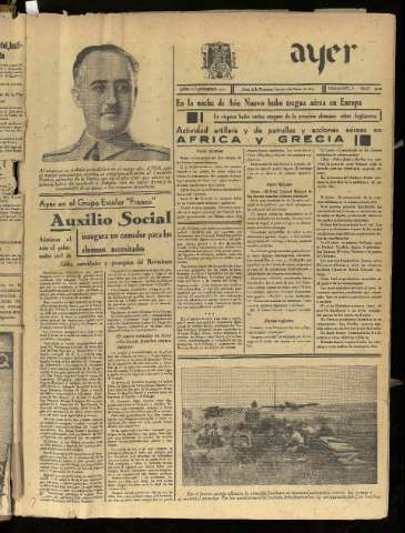 'Ayer : diario informativo de la mañana' - Año VI Número 1393 - 1941 enero 2