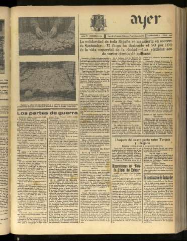 'Ayer : diario informativo de la mañana' - Año VI Número 1434 - 1941 febrero 19