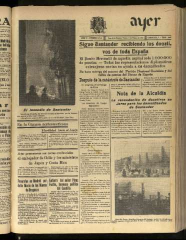 'Ayer : diario informativo de la mañana' - Año VI Número 1436 - 1941 febrero 21