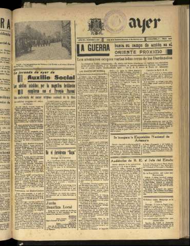 'Ayer : diario informativo de la mañana' - Año VI Número 1491 - 1941 abril 27
