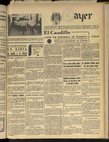 'Ayer : diario informativo de la mañana' - Año VI Número 1535 - 1941 junio 18