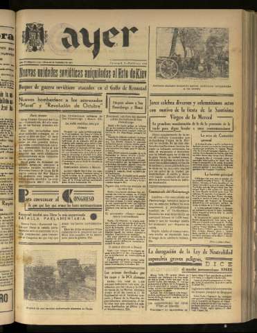 'Ayer : diario informativo de la mañana' - Año VI Número 1620 - 1941 septiembre 25