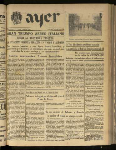 'Ayer : diario informativo de la mañana' - Año VI Número 1624 - 1941 septiembre 30