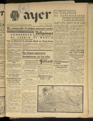 'Ayer : diario informativo de la mañana' - Año VI Número 1700 - 1941 diciembre 28