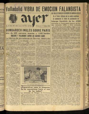 'Ayer : diario informativo de la mañana' - Año VII Número 1757 - 1942 marzo 5