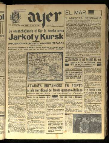 'Ayer : diario informativo de la mañana' - Año VII Número 1864 - 1942 julio 9
