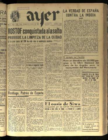 'Ayer : diario informativo de la mañana' - Año VII Número 1878 - 1942 julio 25