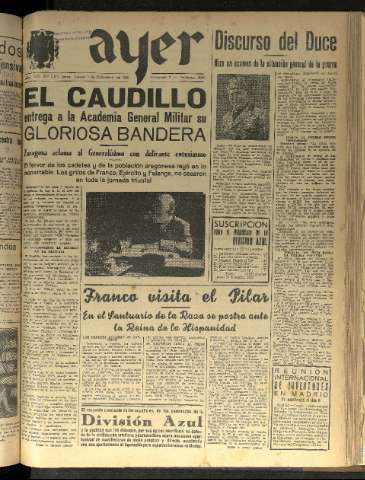 'Ayer : diario informativo de la mañana' - Año VII Número 1990 - 1942 diciembre 3