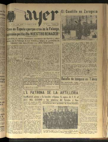 'Ayer : diario informativo de la mañana' - Año VII Número 1992 - 1942 diciembre 5