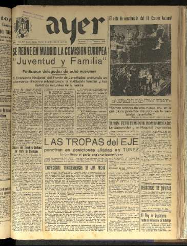 'Ayer : diario informativo de la mañana' - Año VII Número 1996 - 1942 diciembre 10