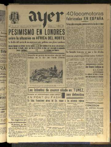 'Ayer : diario informativo de la mañana' - Año VII Número 2012 - 1942 diciembre 30
