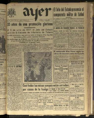 'Ayer : diario informativo de la mañana' - Año VIII Número 2146 - 1943 junio 5