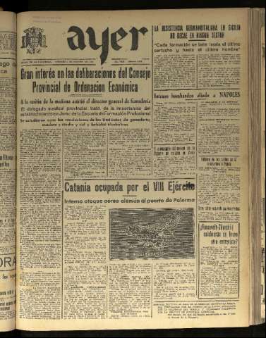 'Ayer : diario informativo de la mañana' - Año VIII Número 2199 - 1943 agosto 6